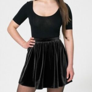 American Apparel Velvet Skater Skirt – Black, Size XS